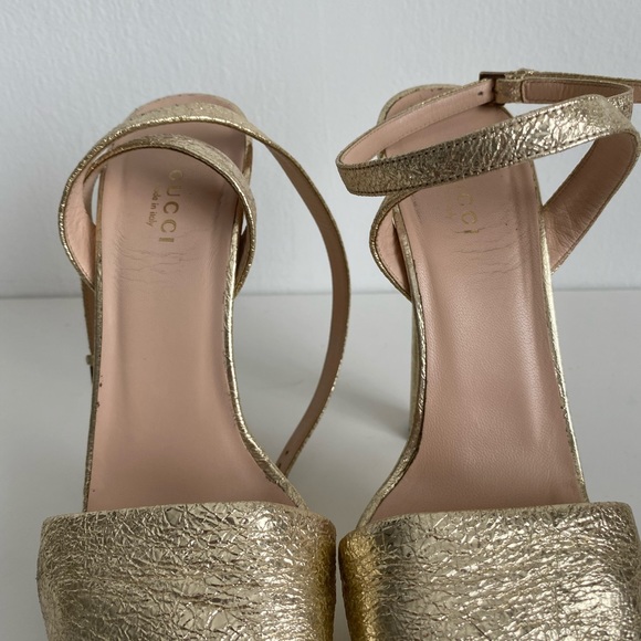 Gucci Leila Metallic Leather Platform Sandals - Picture 8 of 9